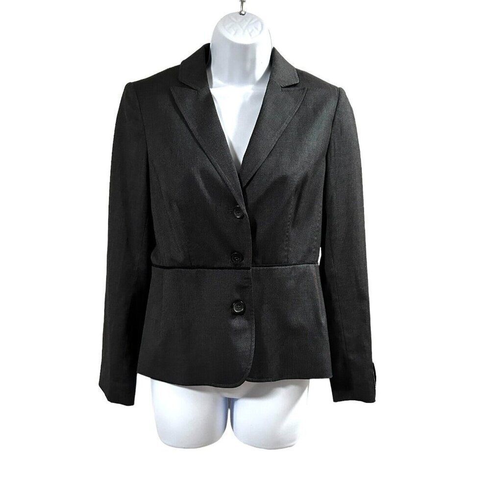 Banana‎ Republic Blazer Womens Size 4P Tailored Peplum Buttons Charcoal Gray NWT